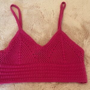 Aqua Fuchsia Pink Crochet Bralette